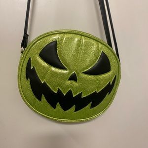 Love, Pain, and Stitches Pumpkin Purse (Green and Black, 2 Sided)